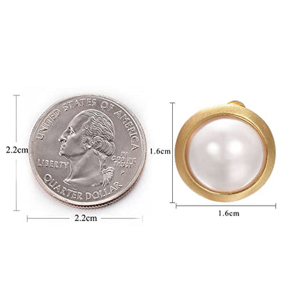 Yoursfs Clip on Earrings for Women Round Faux Pearl Earrings Clipon 18K Gold Plated Non Pierced Earring Jewelry - color: Yellow GP White Pearl Clips on