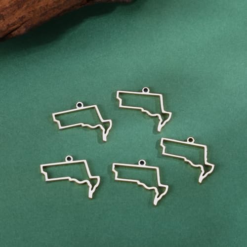 kkjoy 5Pcs Hollow Continents Maps of USA Pendant Charms for Jewelry Making and Crafting, Stainless Steel Mini Charm Craft Supplies Accessories for DIY Bracelet Necklace Earrings - color: Hollow Maryland Map - Silver