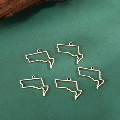 kkjoy 5Pcs Hollow Continents Maps of USA Pendant Charms for Jewelry Making and Crafting, Stainless Steel Mini Charm Craft Supplies Accessories for DIY Bracelet Necklace Earrings - color: Hollow Maryland Map - Silver