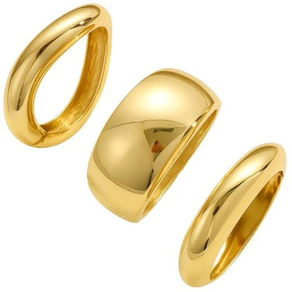 Chunky Gold Bangle Bracelets for Women, 14k Gold Plated Dainty Cuff Stackable Bangles Set, Trendy Bracelet Stack Fashion Jewelry Gifts - color: 02-GOLD