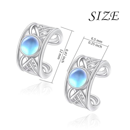 Birthday Gifts 925 Sterling Silver Ear Cuff Non Pierced Fake Cartilage Cuffs Huggie Earrings for Women Girls - Set of 2 - style: Celtic Moonstone