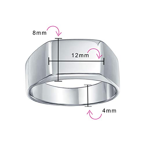 Men's Simple Rectangle Monogram Style Signet Ring .925 Sterling Silver - color: Silver