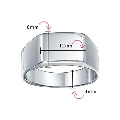 Men's Simple Rectangle Monogram Style Signet Ring .925 Sterling Silver - color: Silver Engrave