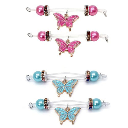 2 Pairs Fake Nipple Rings Nipple Jewelry Non Piercing Butterfly Dangle Nipple Barbells Adjustable Nooses Faux Nipple Piercing Body Jewelry for Men Women - style: Butterfly 2