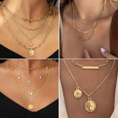 139pcs Gold Jewelry Set Costume Jewelry With 11 PCS Necklace, 16 PCS Bracelet, 90 PCS Stud Hoop Earring 22 Pcs Rings for Women Friendship Gift Set