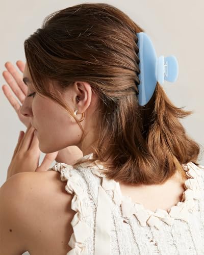 MAORULU Cute Claw Clip for Women – 4.3'' Large Acetate Hair Clips for Thick Thin Curly Long Hair, Durable Hair Clamps Non-slip Jaw Clip, Strong Hold, Stylish French Design (Blue) - color: Blue