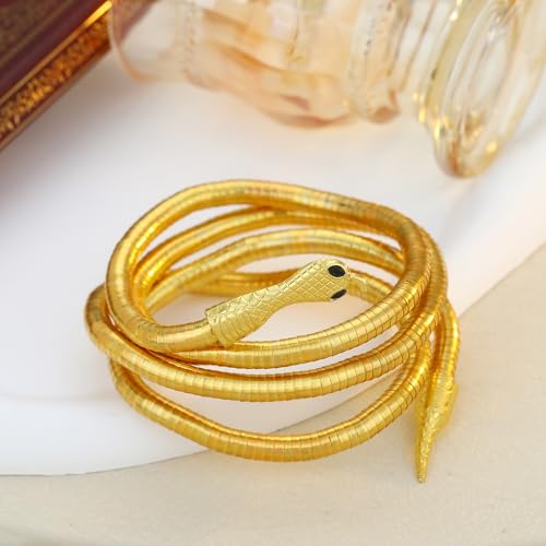 Bendable Snake Chain Necklace for Women Arm Cuff Flexible Twisty Multi-purpose DIY Bracelet and Punk Choker Trendy Medusa Snake Jewelry Gift - style: Gold