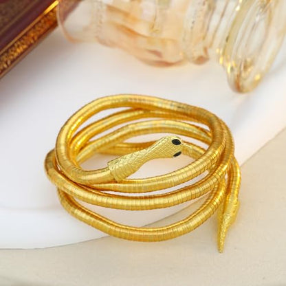 Bendable Snake Chain Necklace for Women Arm Cuff Flexible Twisty Multi-purpose DIY Bracelet and Punk Choker Trendy Medusa Snake Jewelry Gift - style: Gold