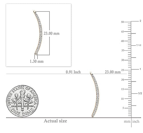 Dazzlingrock Round White Natural Diamond Crawler Climber Earrings | 0.18 Ctw | Women - color: Rose Gold, size: 10K - Metal Stamp