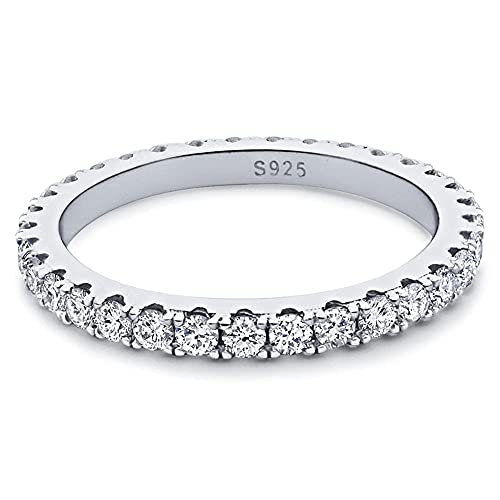 Bo.Dream Cubic Zirconia Eternity Rings Wedding Band 925 Sterling Silver - color: 0.98ct.tw (2.2mm full)