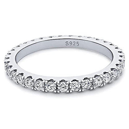 Bo.Dream Cubic Zirconia Eternity Rings Wedding Band 925 Sterling Silver - color: 0.98ct.tw (2.2mm full)