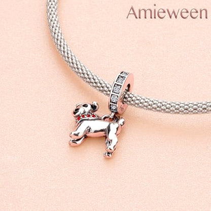 S925 Charms for Bracelets and Necklaces, Gifts for Mothers Nurses Day Graduation, for Girlfriend Family Friend, Bead Pendant, for Pandora, Silver 14K Gold Plated Enamel CZ, DIY Jewelry Making - style: D O G