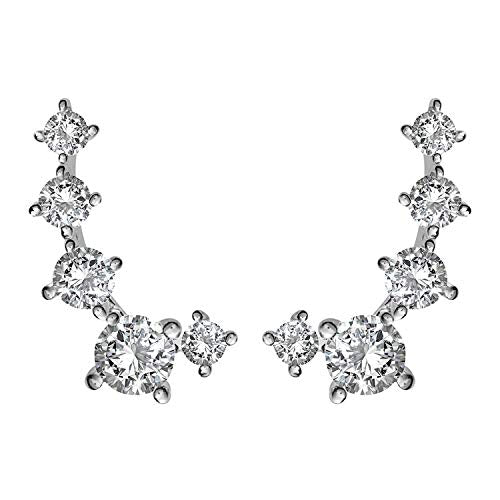 PAVOI 14K Gold Plated Cubic Zirconia Ear Crawler Earrings - Faux Diamond Ear Climber Fashion Earrings for Women - style: Full