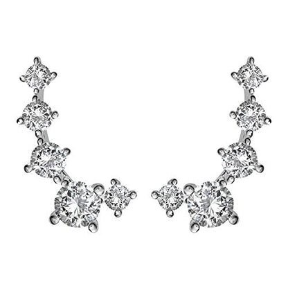 PAVOI 14K Gold Plated Cubic Zirconia Ear Crawler Earrings - Faux Diamond Ear Climber Fashion Earrings for Women - style: Full