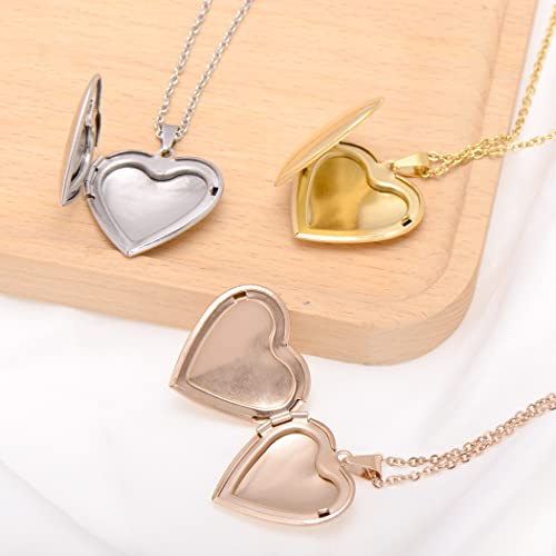 Paialco Heart Shaped Locket Pendant Necklace for Women - color: Silver-Smooth