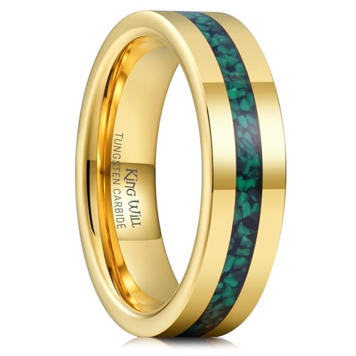 King Will Wood Wedding Band Wood Inlay for Men - color: Gold-6mm