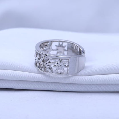 Adjustable Flower Toe Ring for Women | Metal: Sterling Silver - color: white-gold