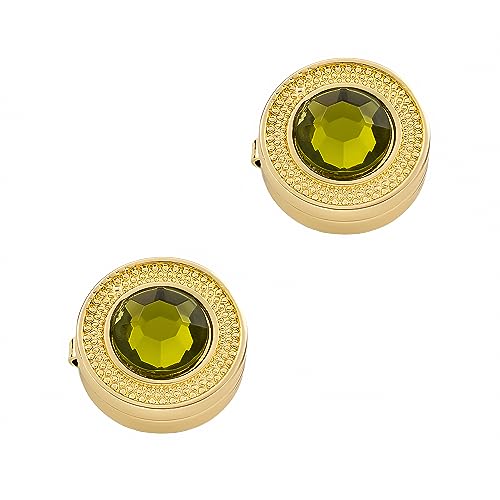 Mens Button Covers Tuxedo Shirt Cufflinks Alternative | Fake cufflinks and alternative fashion jewelry accessories for mens formal business dress shirts suits and groomsmen - color: H Golden brown