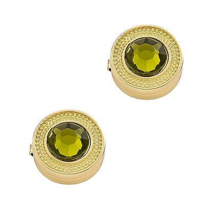 Mens Button Covers Tuxedo Shirt Cufflinks Alternative | Fake cufflinks and alternative fashion jewelry accessories for mens formal business dress shirts suits and groomsmen - color: H Golden brown
