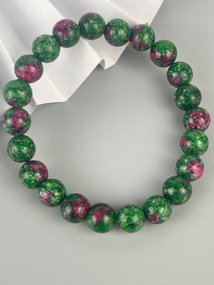 Red Green Natural Stone Bracelet - Quartz Lava Tiger Eye Beads for Women Men, Adjustable Yoga Stress Relief Jewelry, Creative Couple Gift