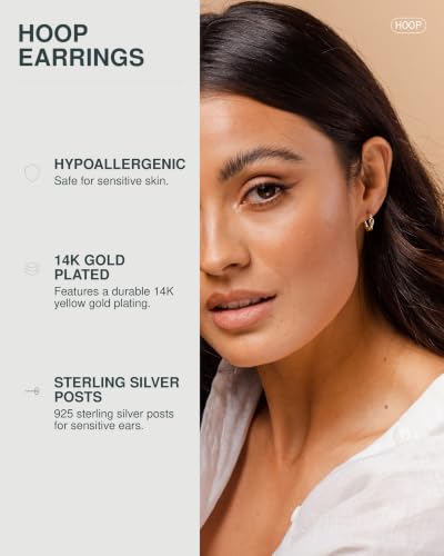 PAVOI 14K Gold Plated Chunky Huggies Earrings for Women - 925 Sterling Silver Posts Small Gold Huggie Hoop Earrings - Ultra Thick Hoops Trendy Jewelry - style: Twisted