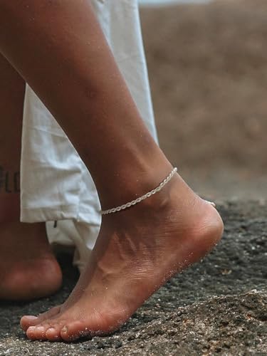 ChainsPro Resizable Anklet Chain for Women Men, Figaro/Wheat/Twist Rope/Cuban Foot Bracelet-Strong with Good Clasp-18K Gold Plated(Send Gift Box) - color: 09:twsit rope-Stainless