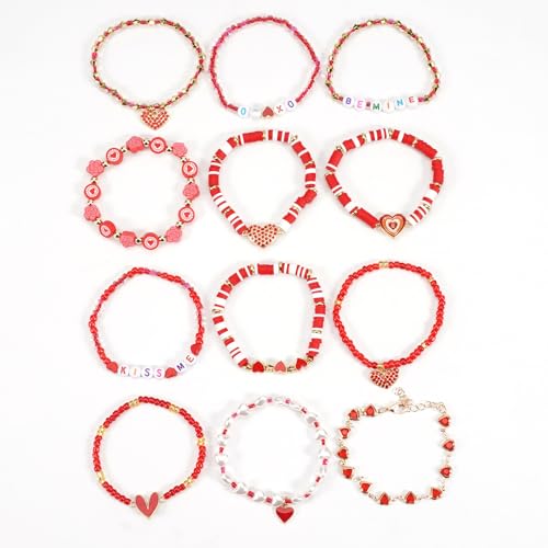 Twinfree Bohemia Beaded Bracelet for Women, Polymer Clay Stretch Bracelets - color: color 54