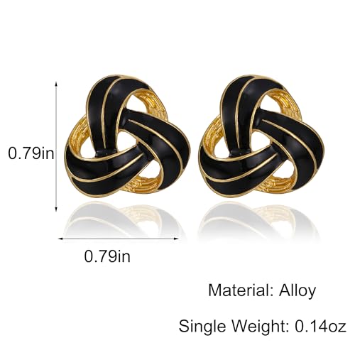 RAUCHBE Big Chunky Gold Earrings for Women Vintage Black Oval Earring Onyx Statement Earrings Trendy Jewelry - style: Knot