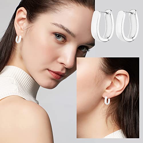 Wgoud 6 Pairs Chunky Gold Hoop Earrings for Women, 14K Gold Plated Hoop Earrings Hypoallergenic, Thick Lightweight Twisted Huggie Hoops Earring Set for Women’s Jewelry GIfts - color: 6 Silver Hoops set