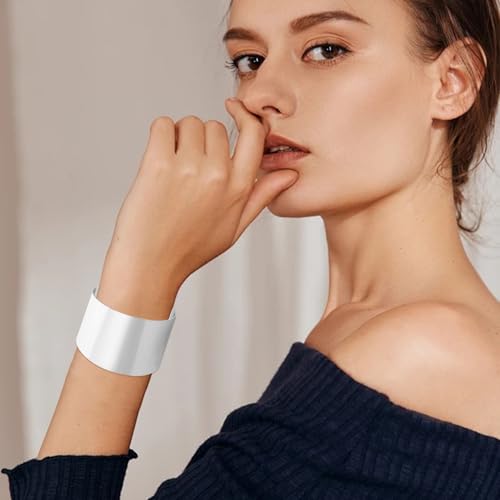 Wide Cuff Chunky Gold Bracelets for Women Open Cuff Bangles Wrist Cuff Bracelets for Women - style: Silver