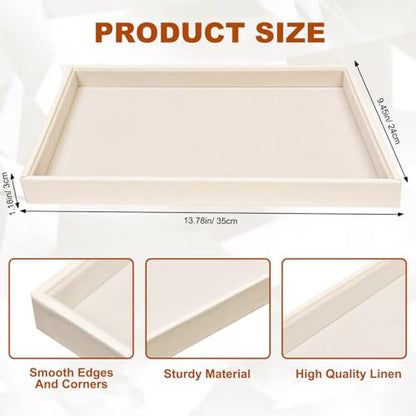 Beige Velvet Jewelry Tray for Drawers Jewelrys Display Tray Stackable Jewelry Organizer Trays for Necklace Bracelet Ring Watch (1 Pack) - color: Beige