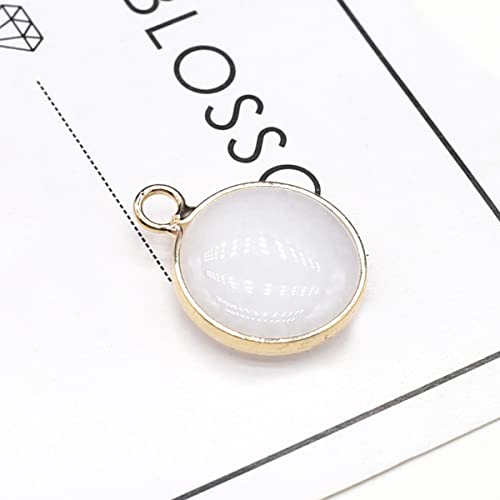 LE SKY 12 Pcs Natural Stone Pendants Round Shape Healing Chakra Polished Crystal Quartz Agate Stone Accessories for Jewelry Making Necklace Earrings