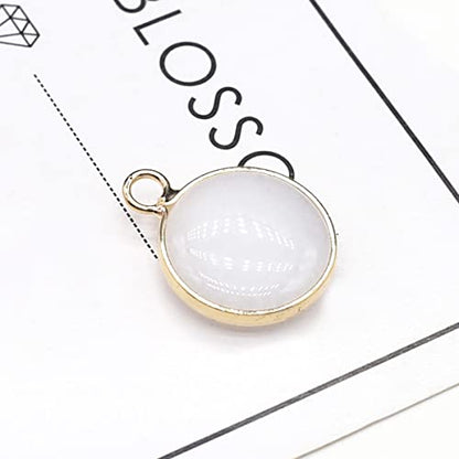 LE SKY 12 Pcs Natural Stone Pendants Round Shape Healing Chakra Polished Crystal Quartz Agate Stone Accessories for Jewelry Making Necklace Earrings