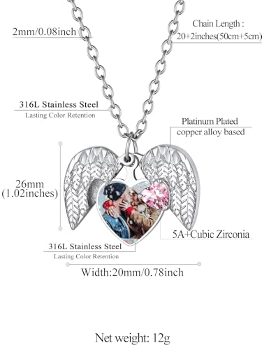 FindChic Locket Necklace for Women Custom Photo Memorial Gifts 4 Colors | Silver/Black/Rose Gold/Gold Plated Personalized for Loved Ones, Birthday Valentine's Day Keepsake - style: 04. Birthstone Style 1-Silver