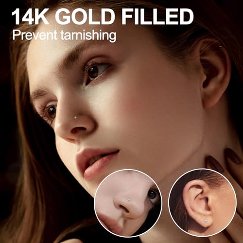20G/18G Nose Studs Stainless Steel Nose Piercing Nose Ring Set I L S Shape Body Piercing Nose Hoop Ring for Women Men - color: D-12PC-Silver