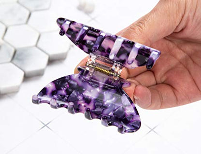 Handmade Celluloid Acetate French Design Barrettes Tortoise Shell Claws Hair Claw Luxury Fashion Accessories Hair Clip for Women (Purple) - color: Purple