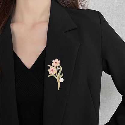 Anmpab Rhinestone Rose Flower Brooch for Women Sparkling Crystal Floral Broach for Blazer Dress Jacket Coat Lapel Wedding Prom Accessory