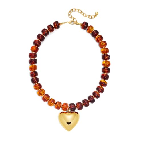 LILIE&WHITE Resin Chunky Beaded Necklace for Women Minimalistic Modern Statement Necklace Jewelry Accessories - color: XL23227H