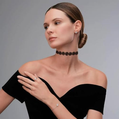 AUOCATTAIL 6 Pcs Gothic Necklaces Flower Lace Choker Classic Flower Collarbone Necklace Adjustable For Women Party Cosplay