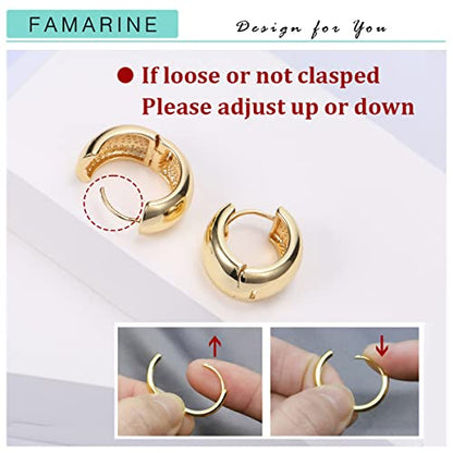 FAMARINE Chunky Thick Hoop Earrings for Women Gold Hoops Huggie Earrings for Men Gift - color: 0.8" Hoop