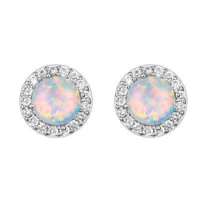 SWEETV Cubic Zirconia Stud Earrings, 8mm Round Cut, Rhinestone Hypoallergenic Earrings for Women & Girls | 9mm Round Cut Hypoallergenic 925 Sterling Silver Stud Earrings for Bridal Bridesmaid Prom Weddings Parties,Silver - color: 13.Opal Blue