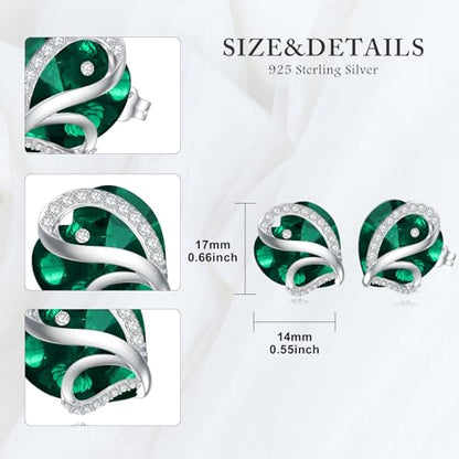 Butterfly Heart Birthstone Crystal Stud Earrings for Women S925 Sterling Silver Heart Birthstone Studs Birthday Gifts for Wife Mother Daughter Girlfriend Mom - color: 05-May
