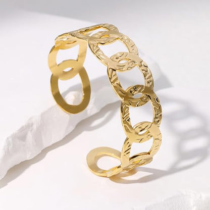 Multi-Layer Cuff Bracelet for Women Cross Wire Bracelets Open Wide Cuff Gold Bangle Bracelet - color: Gold 66