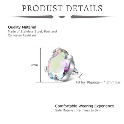 vcmart 16G 3mm Replacement Balls & 14G 5mm Piercing Balls Externally Threaded Nipple Industrial Tongue Belly Nose Lip Ear Piercing Barbell Parts - color: 1 -14G, 5mm colorful CZ, silver 10pcs