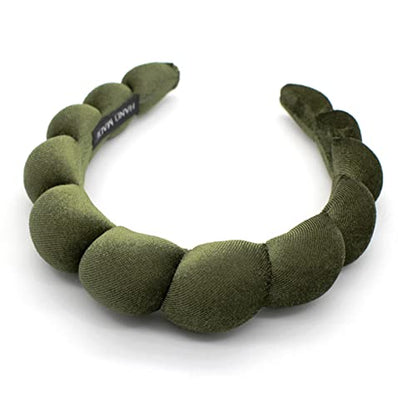 Fashion Headbands for Women Padded Fabric Hair Bands Wide Velvet Non Slip Headband Hair Accessories for Women Girls, Leaf Green - color: Leaf Green