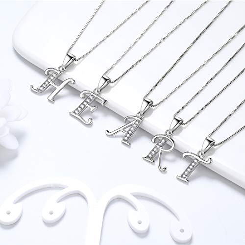 Aurora Tears Letter Necklace Initial 925 Sterling Silver Alphabet Pendant Crystal Name Gift Women Cubic Zirconia Jewelry - color: G