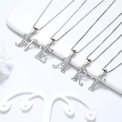 Aurora Tears Letter Necklace Initial 925 Sterling Silver Alphabet Pendant Crystal Name Gift Women Cubic Zirconia Jewelry - color: N