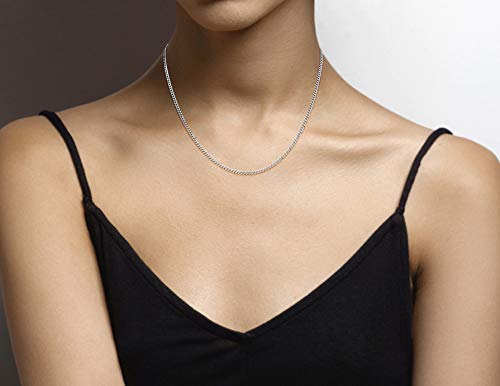Miabella Italian 925 Sterling Silver, 18K Gold Plated 925 Sterling Silver 2.3mm Curb Cuban Link Chain Necklace Made in Italy - size: Length 18 Inches, style: sterling silver