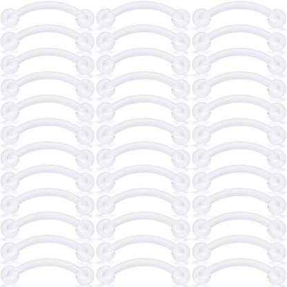 16G Clear Plastic Curved Barbells Eyebrow Ring Snake Eyes Tongue Rings Acrylic Bioflex Cartilage Helix Tragus Earrings Nipple Belly Lip Ring Piercing Retainer Length 6mm 8mm 10mm 12mm 36pcs - color: 36Pcs 16G 10mm