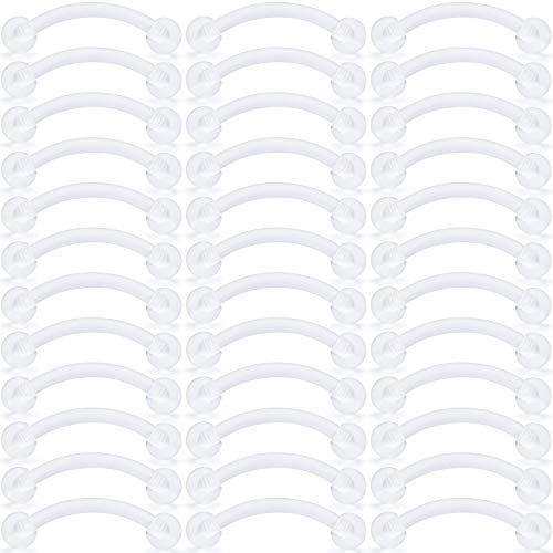 16G Clear Plastic Curved Barbells Eyebrow Ring Snake Eyes Tongue Rings Acrylic Bioflex Cartilage Helix Tragus Earrings Nipple Belly Lip Ring Piercing Retainer Length 6mm 8mm 10mm 12mm 36pcs - color: 36Pcs 16G 10mm